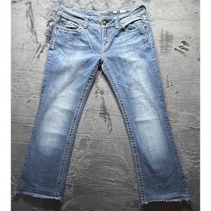 Miss Me Jeans JP6048B5 Boot Cut Women Sz.  32X28 Embellished Pockets Frayed Hem.